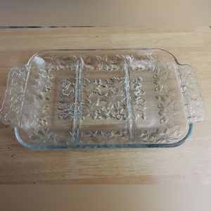 Princess House Fantasia Poinsettia Crystal Relish Dish